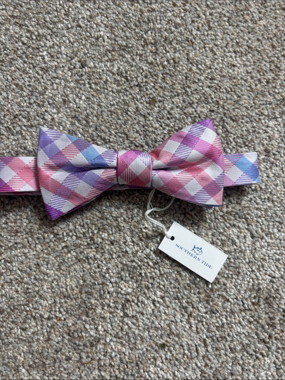 Southern Tide Pink, Purple & Blue Plaid Kids Bow Tie